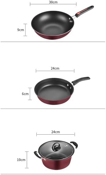Household Iron Cooker Induction Gas Stove Universal 3-piece Set Wok Soup Pot Frying Pan Combination