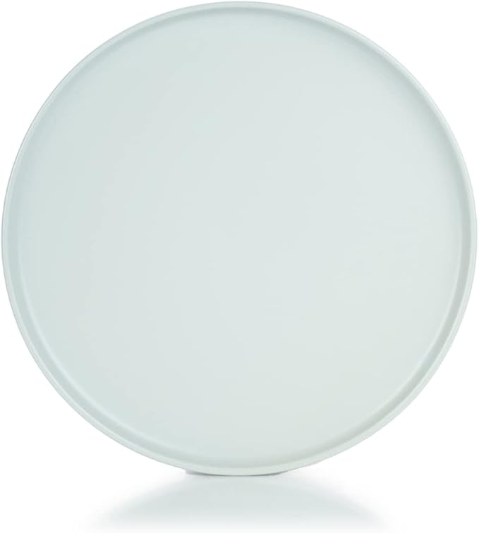 Everything Kitchens Modern Flat Dinnerware Collection (Soft Pink &amp Stone Gray 8-Piece Dinner Plate Set)