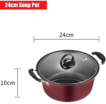 3 Pcs Kitchen Cookware Set Flat Bottom Frying Pan Saucepan and Soup Pot Kit Multifunction Utensil Sets with Lids