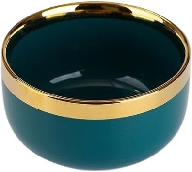 Dinner Sets Gilt Rim Green Ceramic Plate Steak Food Plates Bowls Ins Dinner Dish Luxurious Porcelain Dinnerware Set For Family Hotel(4.5 inch bowl 1pcs)