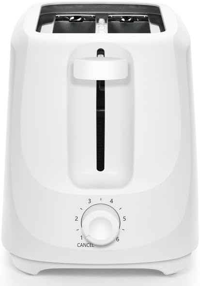 2-Slice Toaster with 6 Shade Settings and Removable Crumb Tray Arctic White Fit Bread Slices Up To 4X 4