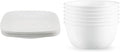 Corelle Vitrelle 6-Piece Salad Plates Set Triple Layer Glass and Chip Resistant Square 9-Inch Plates White &amp Vitrelle 28-oz Soup/Cereal Bowls Set of 6 Chip &amp Crack Resistant Dinnerware Bow