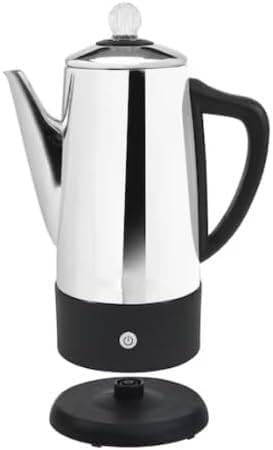 Stainless Steel 12-Cup Percolator with Automatic Shut-off Keep Warm Removable Filter Touch Handle Cord-less Serve