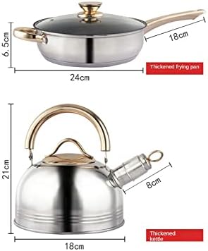 Cookware Stainless Steel 6 Piece Kitchen Pot Set Household Electromagnetic Stove Frying Pan Milk Pan Cooking Pot Cookware Set