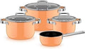 WMF Fusiontec Mineral Pro 0519405290 4-Piece Saucepan Set Durable Scratch-Resistant Material Induction Cookers Suitable for All Hob Types Made in Germany Papaya Orange