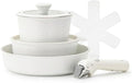 Non-Stick Pots and Pans Set with Detachable Handle 8Pcs Cookware Sets Space Saving Induction Kitchen Cookware Sets Dishwasher/Oven Safe(White) for Home Use