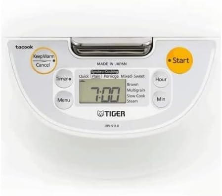 Tiger JBV-S18U 10-Cup Microcomputer Controlled 4-in-1 Rice Cooker (White)