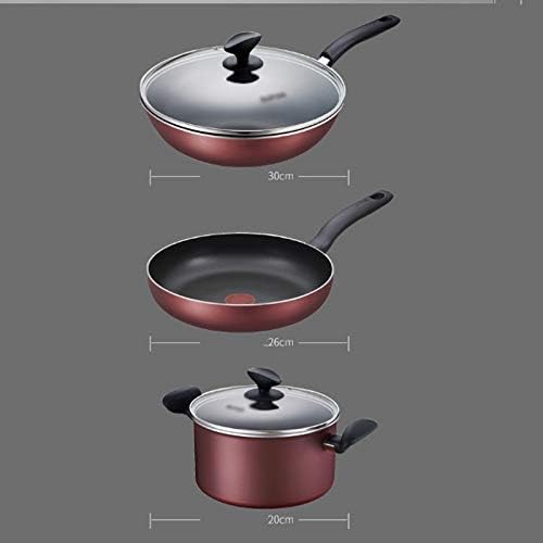 3Pcs Cookware Set Non-Stick Cookware Frying Pan Cooking Pot &amp Pan Saucepan with Glass Lid