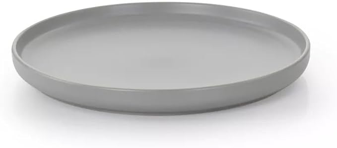 16 Piece Stoneware Dinnerware Set – Modern Matte Finish Plates and Bowls Microwave &amp Dishwasher Safe Service for 4 (Light Gray)