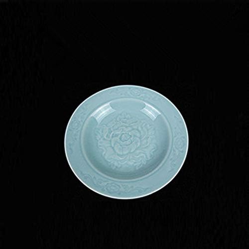 Plates Dinnerware 6 inches Celadon Dish with Penoy Microwave and Dishware Safe(set of 4)