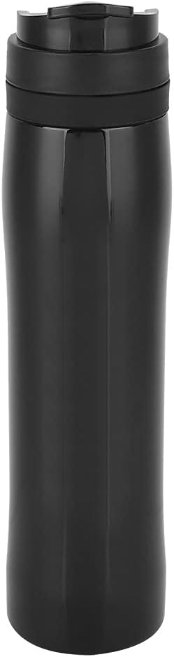 Stainless Steel Portable Coffee Maker Pot Bottle Coffee Dispenser with Portable Pressure Filter Outdoor Office for Coffee Tea(black)