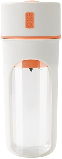 Portable USB Electric Juicer Blender Wireless Rechargeable Fruit Mixer Cup with Ice Crusher White and Orange