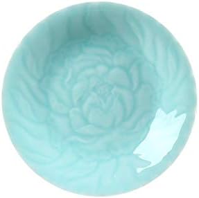 Plates Dinnerware 6 inches Celadon Dish with Penoy Microwave and Dishware Safe(set of 4)