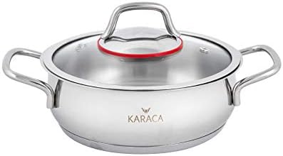 KARACA Emirgan 6 Piece Stainless Steel Induction Shallow Pot Set 14 cm 16 cm 18 cm Dishwasher Safe Silver Shallow Pans Set