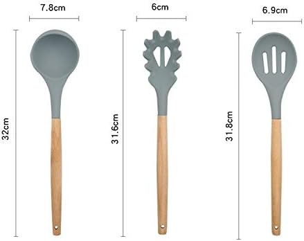 13 in 1 Silicone Wood Handle Heat-Resistant Cooking Cutlery Sets Kitchen Tools with Small Container Cookware Set Cookware Picnic Boiler Cookware