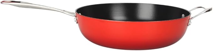 LAGUIOLE Light Cast Iron Frying Pan 28x8.2 cm - Optimal Heat Retention Durable Non-Stick Elegant Design All Heat Sources Induction 100% Cast Iron 3.5 L Red