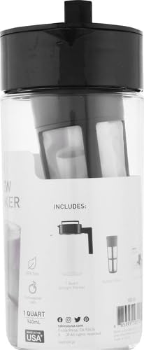 Takeya Tritan Cold Brew Coffee Maker - Airtight Pitcher with Leak-Free Lid - BPA-Free Cold Brew Maker with Silicone Handle - Dishwasher-Safe Pitcher for Homemade-Cold-Brew - 1 QuartBlack(Pack of 4)