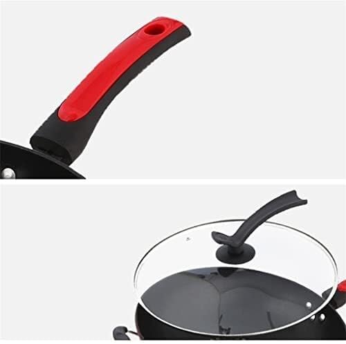 Non-Stick Cookware Set Induction-Compatible Frying Pan Soup Pot Milk Pot Casserole Wok with Anti-Scalding Handle Visible Lid