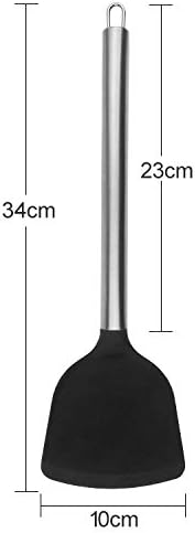 Kn605 Stainless Steel Handle Silicone Slice High Temperature Resistance Cooking Slice(Black) Cookware Set Cookware Picnic Boiler Cookware (Color : Black)
