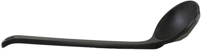 Ebros Gift Contemporary Ridged Matte Black Melamine Series Dinnerware Serveware Kitchenware Set Japanese Chinese Restaurant Supply (Pack Of 6 Stirring Mixing Serving Ladle Spoon 8.5L)