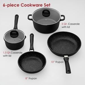 Cuisine::pro Stone Cookware Set Non-Stick Toxin-Free 6 Piece