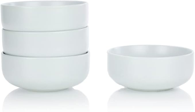 Everything Kitchens Modern Flat Dinnerware Collection (Terracotta &amp Stone Gray 8-Piece Bowl Set)