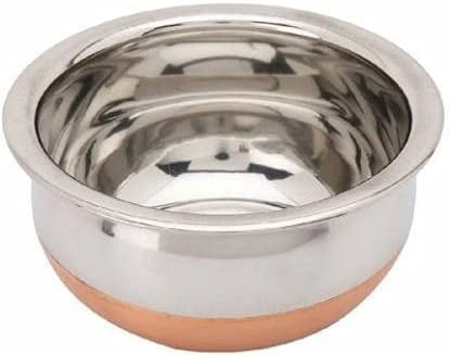 3 pcs Piece Handi Set with lid Cooking Serving Bowl Cookware Set of 3 Pieces with lid Size: 1.600 L 1.200 L 0.850 L (Copper)