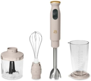 Beautiful 2-Speed Immersion Blender that includes a Chopper &amp Measuring Cup by Drew Barrymore (Porcini Taupe)