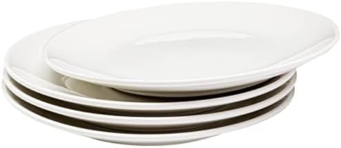 Vikko Appetizer Plates Set of 4 White Ceramic Plates Salad Plates Set Stackable 8 Inch Round Plates Dishwasher Safe Bead and Butter Plates Durable Plates for All Occasions