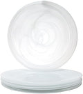 Vikko Charger Plates Set of 6 White Alabaster Dinner Plates 13 Plate with Marbelized Swirl Design Elegant Glass Charger Dishwasher Safe