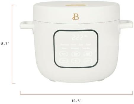 Beautifuly 14-Cup Cooked Electric Rice &amp Grain Cooker 6-Cup Uncooked Capacity Ceramic Nonstick Coating Multi-Grain Cooking Automatic Keep Warm (White Icing)
