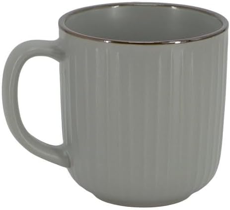 16 Piece White Stoneware Dinnerware Set – Microwave &amp Dishwasher Safe Plates Bowls and Mugs for 4 (Gray)