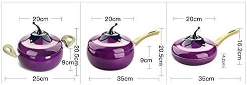 20cm Creative Eggplant Style Non-Stick Cookware Set 3-Piece Soup Pot Milk Pot &amp Frying Pan Aluminum