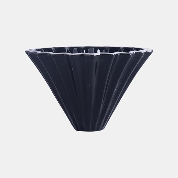 Ceramic Coffee Dripper Pour Over Coffee Maker Handmade Origami Coffee Filter Cup Flower Shape Funnel Drip Cafe Cake Cup Home(Black1-2CUP)