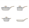 Cookware Sets-Coated Nonstick Cookware Set Induction &amp Gas Stove Compatible (Frying pan Frying pan with lid Soup pan with lid inch milk pan with lid 11.81 11.81 9.45 7.09)
