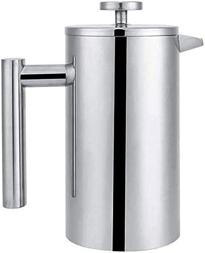 French Press Coffee Maker 304 Stainless Steel Double-layer Coffee Pot with Strainer Insulated Tea Maker Coffee Makers for HomeCampingTraveling1L