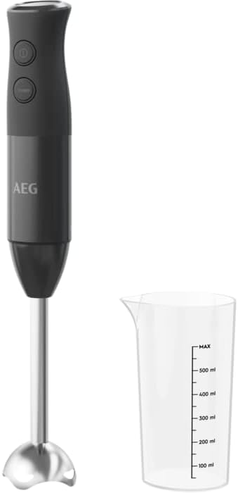 AEG HB4-1-4GG Hand Blender Power 600 W 2 Speeds Turbo Function Includes 0.6 L Cup with Measuring Cup Dishwasher Safe Cup BPA-Free Black
