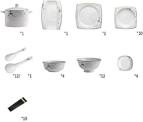 Dinnerware Set Nordic Light Luxury Phnom Penh Soup Pot/Plates Ceramic Plates and Sets for Restaurant and Wedding Gifts/Bone China Dinner Set (C)