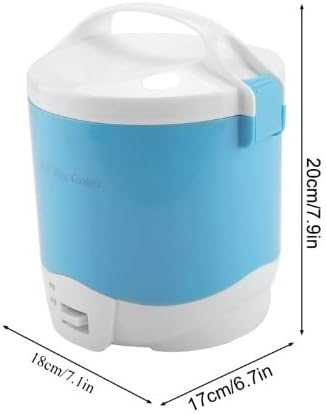 Mini Rice Cooker1.6L Portable Travel Single Small Rice Cooker with Keep Warm Function Anti Burning Non-Stick Coating Steamer for Grains White Rice Oatmeal Veggies(Blue)