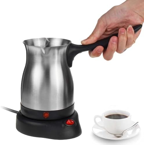 VBESTLIFE Electric Turkish Coffee Maker 600ML Large Capacity 5-6 Cup Capacity Overheating Ergonomic Anti Scald Handle Stainless Steel