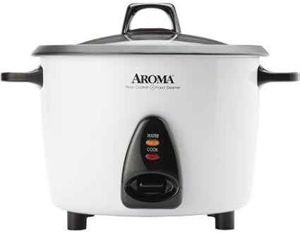 AROMA Rice Cooker 10-Cup (Uncooked) / 20-Cup (Cooked) Steamer Auto Keep Warm Soup Maker Oatmeal Cooker Large Rice Cooker 5 Qt White ARC-360-NGP