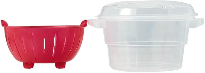 Compact Microwave Rice Cooker or Vegetable Steamer with Lid - Rice Cooker