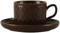 Ceramic Dinnerware Set Brown and White 11-Piece Gift Box Set with 2 Bowls 2 Cups 2 Plates Vintage Embossed Lace Pattern Light Luxury Retro Style
