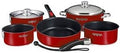 Magma A10-366MR-2-IND Nesting 10-Piece Induction Compatible Cookware - Red Exterior &amp Slate Black Ceramica Non-Stick Interior