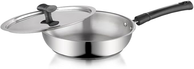 by Sylver Sandwich-Bottom Triply Stainless Steel 2 Pcs Cookware Set - Kadhai with Lid (22 cm 2 LTR) Fry Pan with Lid (22 cm 1.5 LTR) (Induction Friendly)