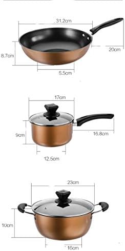 JSEIAJB 3 PCS/Set Thicken Cooking Soup Pot Nonstick Frying/Milk Pan Saucepan Glass Lid Induction Cooker Gas Stove