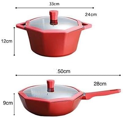 Octagonal Non-Stick Cookware Set with Medical Stone Coating Scratch Resistant Induction &amp Gas Stove Compatible