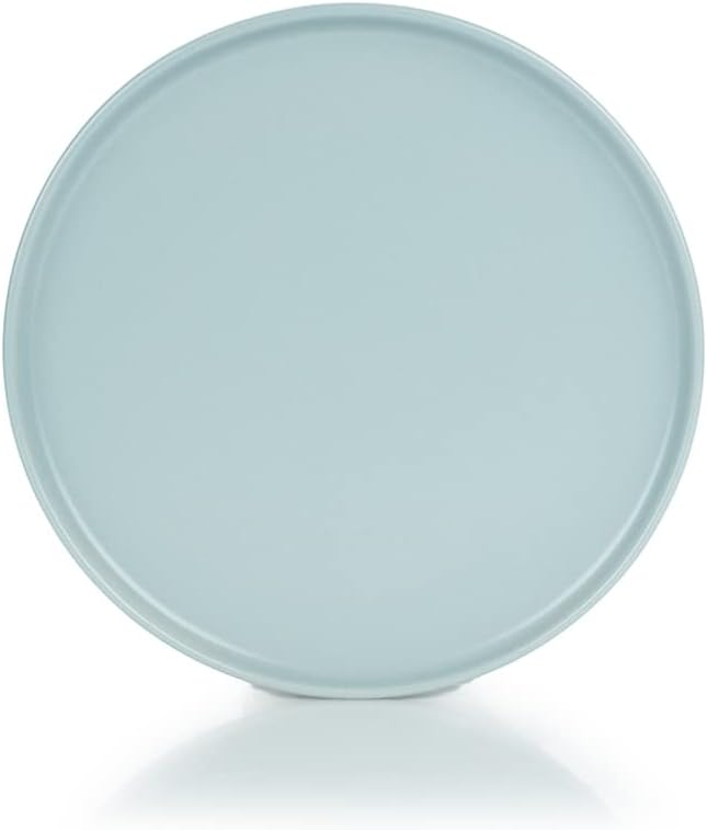 Everything Kitchens Modern Flat Dinnerware Collection (Soft Pink Dusty Blue &amp Stone Gray 12-Piece Lunch Plate Set)