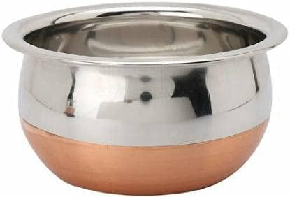 3 pcs Piece Handi Set with lid Cooking Serving Bowl Cookware Set of 3 Pieces with lid Size: 1.600 L 1.200 L 0.850 L (Copper)