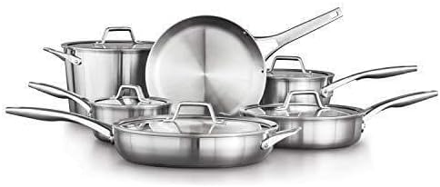 For Calphalon 11-Piece Pots and Pans Set. Stainless Steel Kitchen Cookware with S...